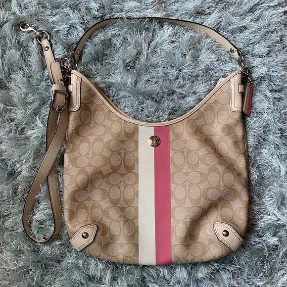 New Coach Shoulder/Tote Bag (2 straps included), Cream/Tan/Pink in color! New! - Picture 4 of 9